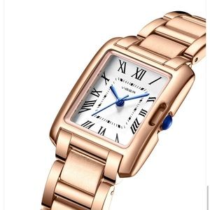 Gold rectangular watch